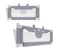 SUBTLETY Set di rete per letto per bambini, 70-93 cm, altezza regolabile, protezione da caduta, rete di sicurezza per lettino con serratura di sicurezza e nastro di fissaggio a Y (motivo orso, 150 cm)