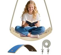 SUBTLETY Tavola di equilibrio 2 in 1 per bambini, 82 x 30 cm, con tappetino antiscivolo in EVA e corda, portata fino a 100 kg, altalena per bambini a partire dai 3 anni in su (blu)