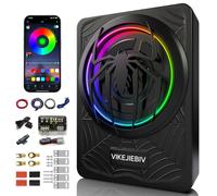 Subwoofer RGB da 1200 W, subwoofer sottile sotto il sedile e pacchetto amplificatore con luce sincronizzata RGB beat, controllo individuale per Low Pass/Gain/Boost Bass, bassi profondi perfetti per