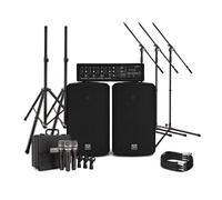 SubZero SZPA-410 Sistema PA 175W con Mixer e Microfoni | Due diffusori da 10 pollici per copertura completa, delay FX per canale, include stativi mic e cavi XLR