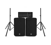 SubZero SZPA-612 250W 12" Sistema PA con Stand | PA a Sei Canali con Diffusori e Stativi, Delay FX per Canale con EQ Master 5 Bande, Connettività XLR/Jack/RCA