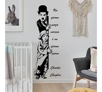 SucAda Adesivi Murali Grandi Scritte Adesive per Pareti Chaplin Un Giorno Senza Un Sorriso È Un Giorno Perso(Chaplin)