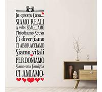 SucAda Adesivo Murale Regole Casa Famiglia Italiana Rimovibile Decorazione Parete 57X143CM
