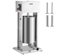 SucceBuy 10L/15L Riempitrice elettrica per salsicce in acciaio inossidabile che produce salsicce di grado commerciale con 4 imbuto di riempimento per la casa