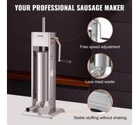 SucceBuy 3 5 7 L Riempitrice manuale per salsicce in acciaio inossidabile per produrre salsicce verticale con 5 imbuti di riempimento per uso domestico