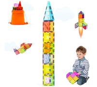 VEVOR Piastrelle Magnetiche 75 x 75 x 6,5 mm Blocchi da Costruzione Magnetici per Bambini 32 PZ, Set di Costruzioni Magnetiche con Borsa Portaoggetti, Giocattoli Educativi Sensoriali STEM da Impilare