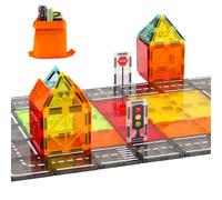 SucceBuy 56 PCS Piastrelle magnetiche Magnete Building Blocks Set Gioco di costruzione Giocattoli impilabili STEM Educativo sensoriale per regalo per bambini