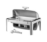 SucceBuy 9Qt Roll Top Sfregamento Piatto Buffet Set completo Chafer in acciaio inossidabile con padella rettangolare a grandezza naturale Server scaldavivande per catering