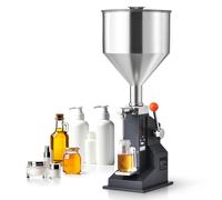 SucceBuy A03 5-50ml/5-100ml Riempitrice manuale per liquidi Riempitrice per bottiglie di pasta regolabile con tramoggia per acqua, shampoo, miele 5-50ml