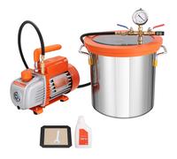 SucceBuy Camera per vuoto 3GAL/5GAL e kit pompa da 3,5 CFM Kit camera di degasaggio sottovuoto con coperchio in vetro temperato per stabilizzare le epossidie di legno
