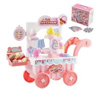 SucceBuy Carrello per il gelato per bambini rosa Fai finta di giocare nel negozio Dolly con giocattoli educativi Montessori per bambini con effetto sonoro e luminoso
