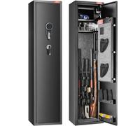 SucceBuy Cassaforte per fucile da 3-8 fucile con tastiera digitale e armadietto per pistola con serratura con ripiano rimovibile per pistole lunghe domestiche