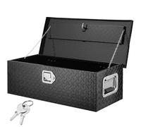 SucceBuy Cassetta degli attrezzi per letto di camion in alluminio resistente, cassetta degli attrezzi con piastra diamantata con maniglia laterale e chiavi di bloccaggio per pick-up, letto di camion,