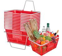 SucceBuy Cestino della spesa da 12 pezzi Cestino della spesa in plastica da 21 litri con manico Negozio portatile sfuso utilizzato per il supermercato del negozio al dettaglio 21L