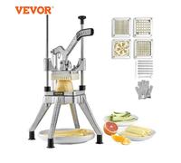 VEVOR Tritatutto Manuale Taglierina Manuale per Patatine Verdure Frutta 4 Lame di Ricambio da 6,4/9,5/12,7 mm, Tritatutto da Banco Taglierina per Bastoncini Alimenti Frutta Verdure Manico Ergonomico