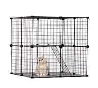 SucceBuy Gabbia per gatti grande Custodia per gatti in filo metallico staccabile fai-da-te, con piattaforma di riposo regolabile con scala a rampa per piccoli animali 28x28x28inch