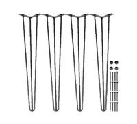 SucceBuy Gambe da tavolo a forcina 24 pollici Nero Set di 4 Gambe da scrivania Capacità di carico di 880 libbre (ciocca 220 libbre) Gambe da scrivania a forcina 3 aste Banco da scrivania