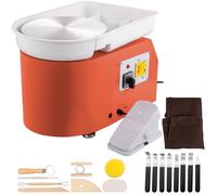 SucceBuy Macchina elettrica per ceramica 28 cm 350 W Maniglia manuale Pedale per la scuola Lavorazione dell'argilla ceramica Formatura Artigianato d'arte fai-da-te