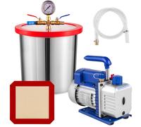 SucceBuy Pompa per vuoto monostadio da 4 cm e camera per vuoto da 3 galloni 1/4 HP Kit coperchio acrilico 160F in acciaio inossidabile per aria condizionata