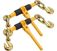 SucceBuy Raccoglitori a catena a cricchetto da 2/4 pezzi Raccoglitore di carico da 1/4 "-5/16" con 2 ganci per legare la catena di traino per il trasporto del rimorchio a pianale