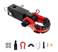 SucceBuy Ricevitore per gancio di manillo da 2" Doppio foro per recupero grillo Blocco per rivestimento in polvere Perno di gancio Anello a D per camion SUV Jeeps Off-Road 2in 65900lbs