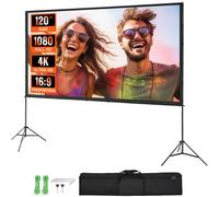 SucceBuy Schermo per proiettore con supporto 100 120 150 pollici 16:9 4K 1080 HD Schermo per proiezione portatile per Home Office Theater Cinema