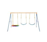 SucceBuy Set di altalene per cortile Set di altalene con capacità di 600 libbre con 1 piattino Sedile altalena 2 sedili altalena a cintura Altalena da esterno per bambini Plastic 1 person
