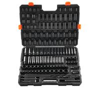 VEVOR Set di Viti a Percussione con Attacco da 3/8" e 1/2", Set di Bussole Metriche e SAE 130 Pezzi Acciaio Legato al Cr-Mo per Riparazioni Auto, Marcature Dimensioni Facile Lettura, con Valigetta