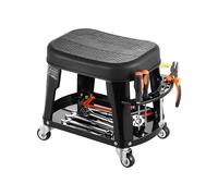 SucceBuy Sgabello da meccanico Sedile da garage da 300 libbre con ruote 360 ° Sgabello da officina girevole con rotelle e vassoio per attrezzi per garage, riparazione di negozi Red and Black