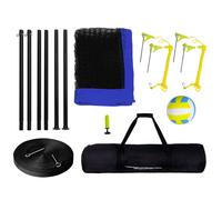 SucceBuy Sistema di rete da pallavolo per esterni Pali in acciaio ad altezza regolabile con borsa da trasporto per pompa da pallavolo in PVC per prato da spiaggia 1.5inch