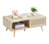 SucceBuy Tavolino da caffè rettangolare in rattan 42-47 pollici Tavolino da caffè moderno in stile Boho a 2 strati per la camera da letto di casa