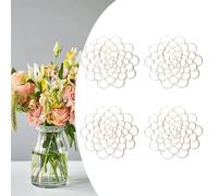 Succeedto - Portaoggetti a griglia floreale in acciaio inox, 4 pezzi, portafiori riutilizzabili for vasi, bouquet, steli floreali e supporto for piante, argento(Gold,7in(17.5cm))