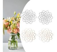 Succeedto - Portaoggetti a griglia floreale in acciaio inox, 4 pezzi, portafiori riutilizzabili for vasi, bouquet, steli floreali e supporto for piante, argento(Gold+Silver,5in(12.5cm))