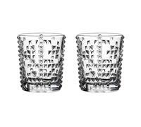 Succhi Confezione da 2 bicchieri in vetro trasparente senza piombo, squisiti in con goffratura a diamante for acqua, succhi, latte e whisky Soda(Piccolo)