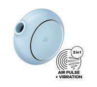 SATISFYER PRO TO GO 3 DOUBLE AIR PULSE STIMULATOR VIBRATOR - BLUE - AZZURRO
