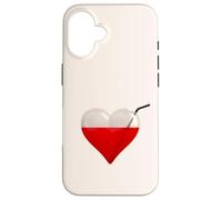 Succhiasangue, un cuore di vetro pieno di sangue e cannuccia Custodia per iPhone 16