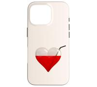 Succhiasangue, un cuore di vetro pieno di sangue e cannuccia Custodia per iPhone 16 Pro