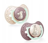 Succhietti LOVI, Ciuccio, Succhietti Bimba con Tettarella in Silicone, Suggerimento dinamico, 2 pezzi, palla luminosa (+18 mesi, Night&Day Rosa)