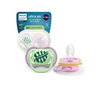 Philips Avent Ultra Start Pacifiers - Design ortodontico, per neonati 6-18 mesi, tettarella simmetrica in morbido silicone, senza BPA, con custodia per la sterilizzazione, confezione da 2, SCF087/13