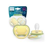 Succhietti Ultra Air Day&Night 18m+ Pastello Giallo e Verde con Luna, a base vegetale - Set da 2 ciucci - Philips Avent