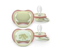 Succhietti Ultra Air Day&Night 6-18m Pastello Verde e Foglia, a base vegetale - Set da 2 ciucci - Philips Avent