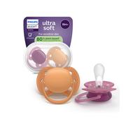 Succhietti Ultra Soft 18m+ Pastello Viola e Marrone, a base vegetale - Set da 2 ciucci - Philips Avent