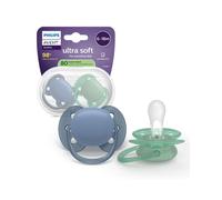 Succhietti Ultra Soft 6-18m Pastello Blu e Verde, a base vegetale - Set da 2 ciucci - Philips Avent