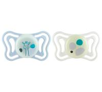 Chicco PhysioForma Light Lumi, Succhietto Luminescente al Buio, Ciuccio 2-6 Mesi, Tettarella in Silicone, Favorisce il Corretto Sviluppo della Bocca, 2 Pezzi, Neutro
