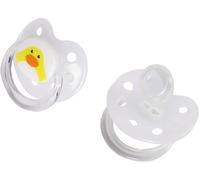 Succhietto Poupy Anatomico 2 pezzi per bambini in morbido e resistente silicone e materiale incolore e insapore (Bianco)
