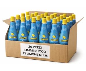 Succo di Limone 125 ml Confezione da 20 Pezzi 100% Limoni Italiani Spremuti a Freddo Ideale per Cucina Condimenti Bevande e Ricette Dolci e Salate