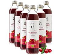 Succo di mirtillo rosso selvatico biologico LOOV - 100% puro, spremuto a freddo, senza zuccheri aggiunti - Sapore forte, non da concentrato - 6 x 500 ml in vetro
