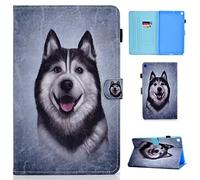 Succtop Cover Galaxy Tab A 10.1 2019 Custodia in Pelle PU Flip Stand Cover Portafoglio Porta Penna Slot Card Custodia Tablet per Samsung Galaxy Tab A 2019 10.1 Pollice SM-T510/SM-T515 Cane Husky