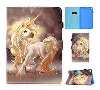 Succtop Cover Galaxy Tab A 10.1 2019 Custodia in Pelle PU Flip Stand Cover Portafoglio Porta Penna Slot Card Custodia Tablet per Samsung Galaxy Tab A 2019 10.1 Pollice SM-T510/SM-T515 Unicorno d'oro