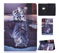 Succtop Cover Huawei Mediapad T5-10 Custodia in Pelle PU Flip Funzione Stand Cover Portafoglio Slot per Card Custodia Tablet per Huawei Mediapad T5 10.1 Pollici 2018 Gatto e Tigre